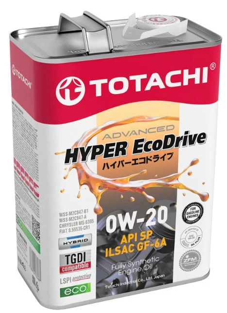 TOTACHI Масло моторное TOTACHI HYPER Ecodrive Fully Synthetic SP/RC/GF-6A 0W-20 4л 0W-20 Масло моторное, Синтетическое, 4 л — фото 2