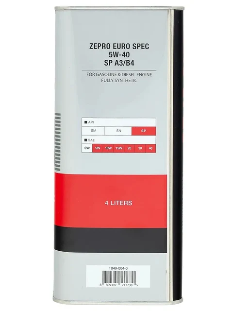 ZEPRO Euro Spec 5W-40 Масло моторное, Синтетическое, 4 л — фото 5